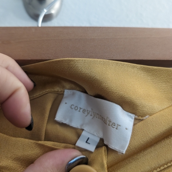 Corey Lynn Calter Petra Gold Satin Wide Leg Pants - Picture 5 of 14